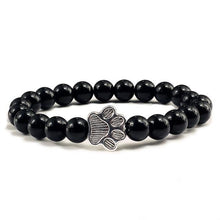 将图片加载到图库查看器,Natural Matte Black Lava Volcanic Stone Paw Print Charm Bracelet Pet Memorial Cat Dog Lovers Jewelry Bracelets For Women Men Stress Relief Yoga Bracelet Mood Bracelet Gifts For Women And Girls