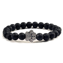 将图片加载到图库查看器,Natural Matte Black Lava Volcanic Stone Paw Print Charm Bracelet Pet Memorial Cat Dog Lovers Jewelry Bracelets For Women Men Stress Relief Yoga Bracelet Mood Bracelet Gifts For Women And Girls
