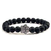 将图片加载到图库查看器,Natural Matte Black Lava Volcanic Stone Paw Print Charm Bracelet Pet Memorial Cat Dog Lovers Jewelry Bracelets For Women Men Stress Relief Yoga Bracelet Mood Bracelet Gifts For Women And Girls