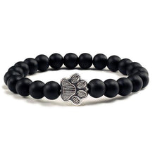 将图片加载到图库查看器,Natural Matte Black Lava Volcanic Stone Paw Print Charm Bracelet Pet Memorial Cat Dog Lovers Jewelry Bracelets For Women Men Stress Relief Yoga Bracelet Mood Bracelet Gifts For Women And Girls