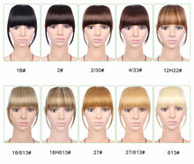 Load image into Gallery viewer, Natural Straight Synthetic Blunt Bangs High Temperature Fiber Brown Women Clip-In Flat Neat Bangs With Temples For Women One Piece Hairpiece