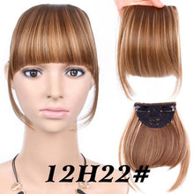 Load image into Gallery viewer, Natural Straight Synthetic Blunt Bangs High Temperature Fiber Brown Women Clip-In Flat Neat Bangs With Temples For Women One Piece Hairpiece