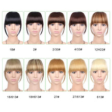 Load image into Gallery viewer, Natural Straight Synthetic Blunt Bangs High Temperature Fiber Brown Women Clip-In Flat Neat Bangs With Temples For Women One Piece Hairpiece