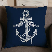 将图片加载到图库查看器,Navigation Navy Blue Nautical Shell Starfish Linen Pillow Cover Blue Anchor Navigation Anchor Sailboat Pillowcase Marine Cushion Cover Sofa Home Decorative Cushion Cover For Home