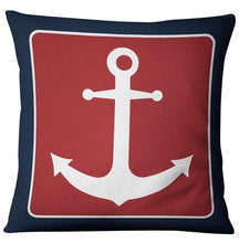 将图片加载到图库查看器,Navigation Navy Blue Nautical Shell Starfish Linen Pillow Cover Blue Anchor Navigation Anchor Sailboat Pillowcase Marine Cushion Cover Sofa Home Decorative Cushion Cover For Home