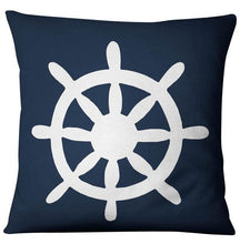 将图片加载到图库查看器,Navigation Navy Blue Nautical Shell Starfish Linen Pillow Cover Blue Anchor Navigation Anchor Sailboat Pillowcase Marine Cushion Cover Sofa Home Decorative Cushion Cover For Home