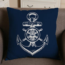 将图片加载到图库查看器,Navigation Navy Blue Nautical Shell Starfish Linen Pillow Cover Blue Anchor Navigation Anchor Sailboat Pillowcase Marine Cushion Cover Sofa Home Decorative Cushion Cover For Home