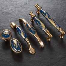 将图片加载到图库查看器,Navy Blue Ceramic Door Handles European Antique Furniture Handles Drawer Pulls Kitchen Cabinet Knobs And Handles Entry Door Handle With Door Lever For Right And Left Sided Doors