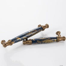 将图片加载到图库查看器,Navy Blue Ceramic Door Handles European Antique Furniture Handles Drawer Pulls Kitchen Cabinet Knobs And Handles Entry Door Handle With Door Lever For Right And Left Sided Doors