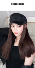 将图片加载到图库查看器,Navy Hat With Hair Long Straight Fake Hair Hat Wig Synthetic Hair Extensions Hat With Hair Natural Hairpiece Wigs For Black Women Cosplay Wigs For Women