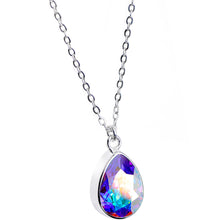 Load image into Gallery viewer, Silver Plated Purple Raindrop Necklace Created with Crystals