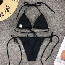 将图片加载到图库查看器,Neon Pink Bikini Women Swimwear Halter Swimsuit Female Two-Pieces Bikini Set Swimwear Halter String Triangle Bikini Sets Bather Bathing Suit Swim