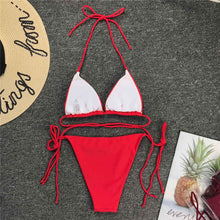 将图片加载到图库查看器,Neon Pink Bikini Women Swimwear Halter Swimsuit Female Two-Pieces Bikini Set Swimwear Halter String Triangle Bikini Sets Bather Bathing Suit Swim