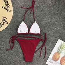 将图片加载到图库查看器,Neon Pink Bikini Women Swimwear Halter Swimsuit Female Two-Pieces Bikini Set Swimwear Halter String Triangle Bikini Sets Bather Bathing Suit Swim