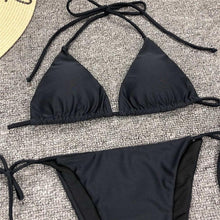 将图片加载到图库查看器,Neon Pink Bikini Women Swimwear Halter Swimsuit Female Two-Pieces Bikini Set Swimwear Halter String Triangle Bikini Sets Bather Bathing Suit Swim