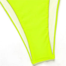 Load image into Gallery viewer, Neon Yellow Crop Top Swimwear Women Summer 3 Pieces Swimsuit Bikini Sets With Sheer Crop Top Cover Up Beachwear Mesh Long Sleeve Cover Ups Top Three Piece Swimsuit Bikini Set