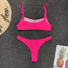 Load image into Gallery viewer, Neon Yellow Green Swimsuit Women Push Up Padded Micro Bikini Summer Beach Bathing Suit Beach Swimwear Women's Scoop Neck Cut Out Front Lace Up Back High Cut One Piece Swimsuit