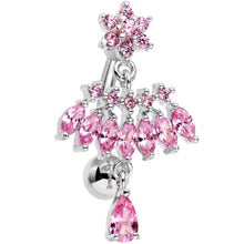将图片加载到图库查看器,Pink CZ Chandelier Top Mount Dangle Belly Ring