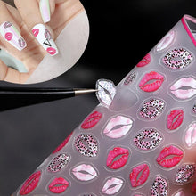 Load image into Gallery viewer, New 3D Self-Adhesive Lovely Red Lips Image Nails Stickers for Nails Sticker Decorations Manicure Valentine's Day Nail Art Sticker Decals 3D Exquisite Pattern Nail Art Supplies Self-Adhesive Luxurious Nail Art Decoration
