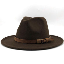 Load image into Gallery viewer, New Adjustable Unisex Wool Fedora Hat Luxury Wide Brim Fedora Floppy Hat Gentleman Elegant Winter Autumn Wide Comfortable Soft Hat Outdoor Wide Brim Hat With Strap