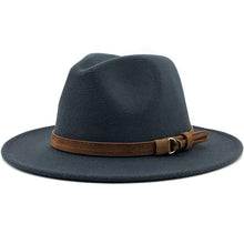 Load image into Gallery viewer, New Adjustable Unisex Wool Fedora Hat Luxury Wide Brim Fedora Floppy Hat Gentleman Elegant Winter Autumn Wide Comfortable Soft Hat Outdoor Wide Brim Hat With Strap