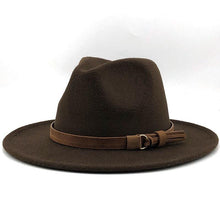 Load image into Gallery viewer, New Adjustable Unisex Wool Fedora Hat Luxury Wide Brim Fedora Floppy Hat Gentleman Elegant Winter Autumn Wide Comfortable Soft Hat Outdoor Wide Brim Hat With Strap