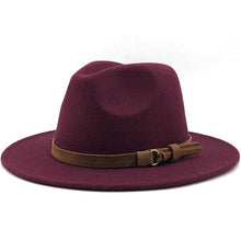 Load image into Gallery viewer, New Adjustable Unisex Wool Fedora Hat Luxury Wide Brim Fedora Floppy Hat Gentleman Elegant Winter Autumn Wide Comfortable Soft Hat Outdoor Wide Brim Hat With Strap