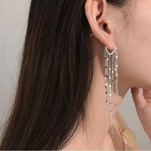 将图片加载到图库查看器,New Aesthetic 925 Sterling Silver Light Luxury Long Tassel Hoop Earrings for women - Women fashion Accessories