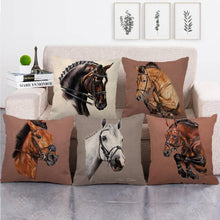Load image into Gallery viewer, New Animal Pattern Pillow Cover Simple Wind Pillow Set Art Home Decorative Throw Pillow Cover Horse Cotton Linen Cushion for Couch Sofa Bedroom Livingroom Kitchen Car Restoring Ancient Ways Horse Head Decorative Cushion Covers 45x45CM