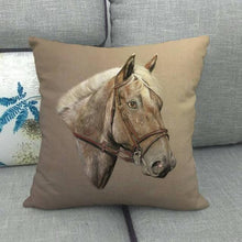 Load image into Gallery viewer, New Animal Pattern Pillow Cover Simple Wind Pillow Set Art Home Decorative Throw Pillow Cover Horse Cotton Linen Cushion for Couch Sofa Bedroom Livingroom Kitchen Car Restoring Ancient Ways Horse Head Decorative Cushion Covers 45x45CM