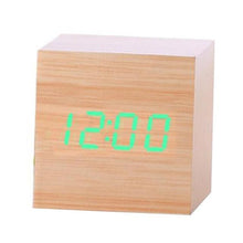 将图片加载到图库查看器,New Arrival Wooden LED Alarm Clocks Temperature Electronic Clock Digital Alarm Clock with Wooden Electronic LED Time Display 3 Dual Plus Alarm Cubic Small Mini Wood Made Electric Sounds Control Digital LED Display Desktop Calendar Table clock