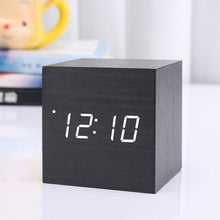 将图片加载到图库查看器,New Arrival Wooden LED Alarm Clocks Temperature Electronic Clock Digital Alarm Clock with Wooden Electronic LED Time Display 3 Dual Plus Alarm Cubic Small Mini Wood Made Electric Sounds Control Digital LED Display Desktop Calendar Table clock