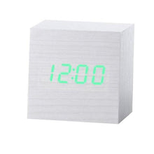 将图片加载到图库查看器,New Arrival Wooden LED Alarm Clocks Temperature Electronic Clock Digital Alarm Clock with Wooden Electronic LED Time Display 3 Dual Plus Alarm Cubic Small Mini Wood Made Electric Sounds Control Digital LED Display Desktop Calendar Table clock