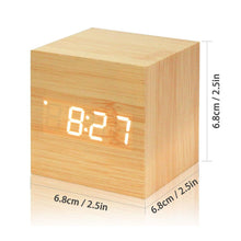 将图片加载到图库查看器,New Arrival Wooden LED Alarm Clocks Temperature Electronic Clock Digital Alarm Clock with Wooden Electronic LED Time Display 3 Dual Plus Alarm Cubic Small Mini Wood Made Electric Sounds Control Digital LED Display Desktop Calendar Table clock