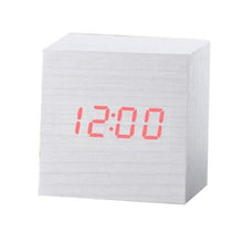 将图片加载到图库查看器,New Arrival Wooden LED Alarm Clocks Temperature Electronic Clock Digital Alarm Clock with Wooden Electronic LED Time Display 3 Dual Plus Alarm Cubic Small Mini Wood Made Electric Sounds Control Digital LED Display Desktop Calendar Table clock
