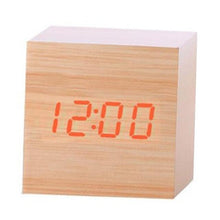 将图片加载到图库查看器,New Arrival Wooden LED Alarm Clocks Temperature Electronic Clock Digital Alarm Clock with Wooden Electronic LED Time Display 3 Dual Plus Alarm Cubic Small Mini Wood Made Electric Sounds Control Digital LED Display Desktop Calendar Table clock