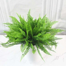 Load image into Gallery viewer, New Artificial Shrubs Boston Fern Grass Fake Green Bushes Indoor Outdoor UV Resistant Indoor Outside For Home Garden Porch Window Décor