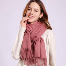 Load image into Gallery viewer, New Autumn Large Soft Pure Wool Cashmere Scarf Hijab Wraps Escharpe Lightweight Elegant Neck Warmer Women Echarpe Wraps Tassel Fine Cashmere Scarves for Ladies