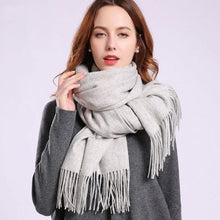 Load image into Gallery viewer, New Autumn Large Soft Pure Wool Cashmere Scarf Hijab Wraps Escharpe Lightweight Elegant Neck Warmer Women Echarpe Wraps Tassel Fine Cashmere Scarves for Ladies