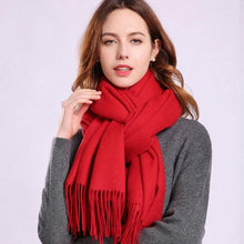 Load image into Gallery viewer, New Autumn Large Soft Pure Wool Cashmere Scarf Hijab Wraps Escharpe Lightweight Elegant Neck Warmer Women Echarpe Wraps Tassel Fine Cashmere Scarves for Ladies