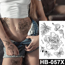 将图片加载到图库查看器,New Big Butterfly Waterproof Temporary Sticker Tattoo Elegant Black Colorful Tattoos Rose For Women Men