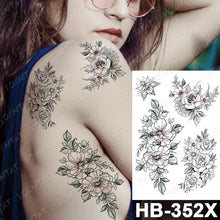 将图片加载到图库查看器,New Big Butterfly Waterproof Temporary Sticker Tattoo Elegant Black Colorful Tattoos Rose For Women Men