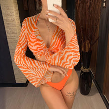 将图片加载到图库查看器,New Bikini Bikini Swimsuit For Women 3 Pieces Set Knot Front Off Shoulder Cover Up with Halter Bikini Sets Bathing Suit Women Swimwear Female Swimsuit Three-pieces Bikini set Halter Bather Bathing Suit Swim Beach Lady