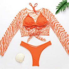 将图片加载到图库查看器,New Bikini Bikini Swimsuit For Women 3 Pieces Set Knot Front Off Shoulder Cover Up with Halter Bikini Sets Bathing Suit Women Swimwear Female Swimsuit Three-pieces Bikini set Halter Bather Bathing Suit Swim Beach Lady