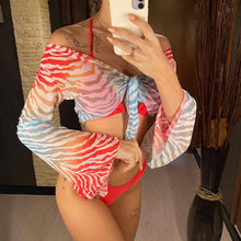 将图片加载到图库查看器,New Bikini Bikini Swimsuit For Women 3 Pieces Set Knot Front Off Shoulder Cover Up with Halter Bikini Sets Bathing Suit Women Swimwear Female Swimsuit Three-pieces Bikini set Halter Bather Bathing Suit Swim Beach Lady