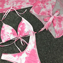 将图片加载到图库查看器,New Bikini Bikini Swimsuit For Women 3 Pieces Set Knot Front Off Shoulder Cover Up with Halter Bikini Sets Bathing Suit Women Swimwear Female Swimsuit Three-pieces Bikini set Halter Bather Bathing Suit Swim Beach Lady