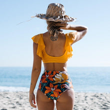 将图片加载到图库查看器,New Bikini Set Female Ruffle Swimwear Women Print Floral Push Up Swimsuit Bathing Suit Flounce Bikini Set Women Side Bandage Two Piece Swimsuit Beachwear