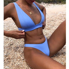 将图片加载到图库查看器,New Bikini Solid Swimsuit Women Swimwear Push Up Bikini Set Bathing Suit Summer Beach Wear Swimming Suit Two Piece Swimsuits Swimming Beachwear For Bathing Suit