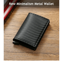 将图片加载到图库查看器,New Carbon Fiber Card Holder Wallets Luxury Men Black Magic Leather Cool Slim Mini Wallet Small Money Bag Male Purses Magnet Closure Wallet