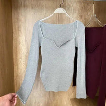 Load image into Gallery viewer, New Casual And Trendy Square Collar Long Sleeve Woman's Sweaters Knitted Pullover Spring Autumn Sweater Winter Tops For Women Black And White Jumper